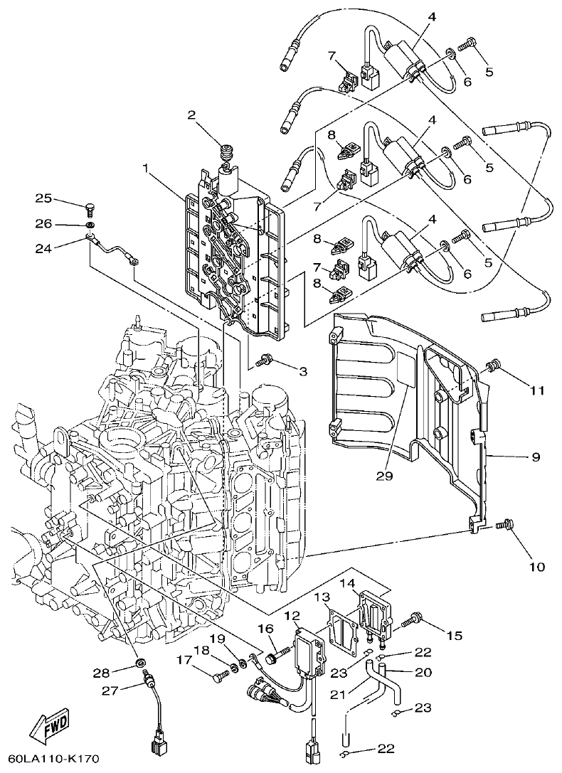 Yamaha F200BET, FL200BET ELECTRICAL 1 parts diagram